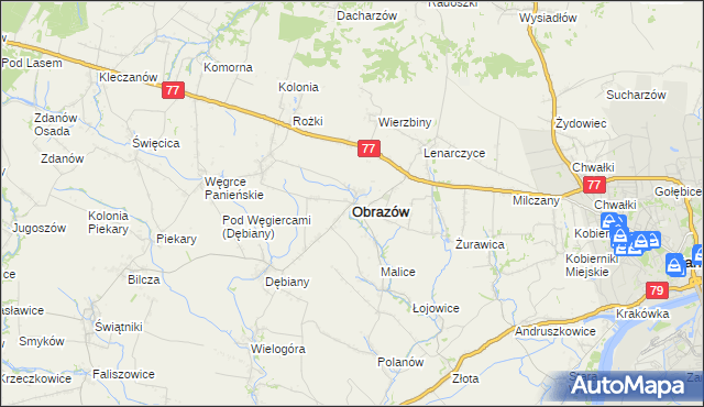mapa Obrazów, Obrazów na mapie Targeo