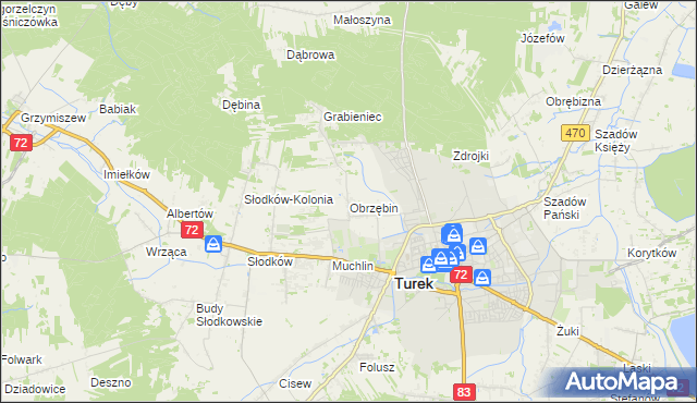 mapa Obrzębin, Obrzębin na mapie Targeo