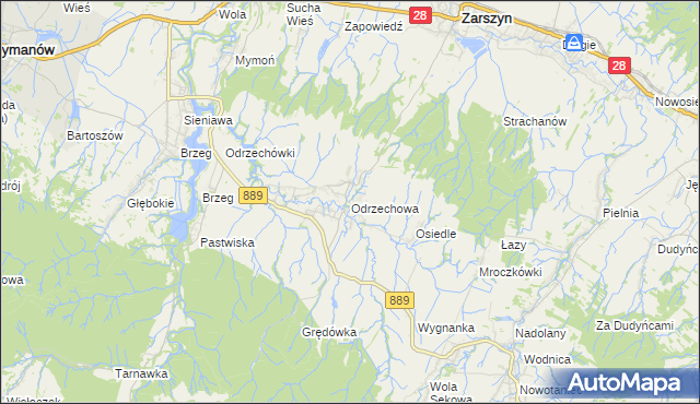 mapa Odrzechowa, Odrzechowa na mapie Targeo