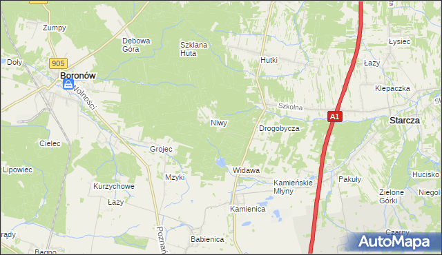 mapa Okrąglik gmina Woźniki, Okrąglik gmina Woźniki na mapie Targeo