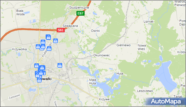 mapa Okuniowiec, Okuniowiec na mapie Targeo