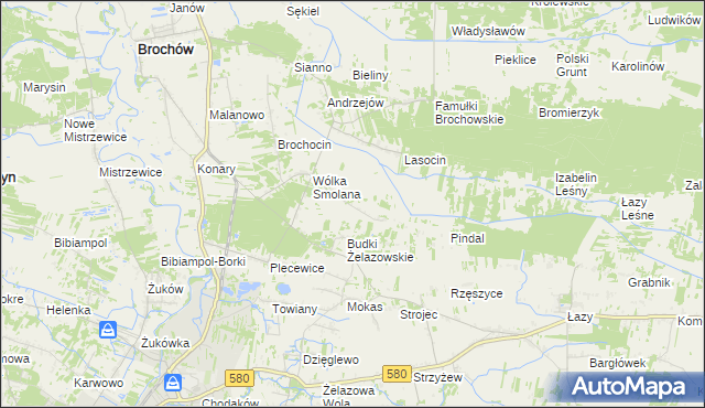 mapa Olszowiec gmina Brochów, Olszowiec gmina Brochów na mapie Targeo