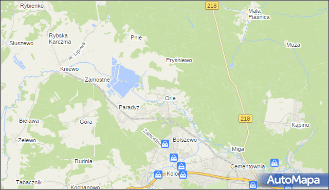 mapa Orle gmina Wejherowo, Orle gmina Wejherowo na mapie Targeo