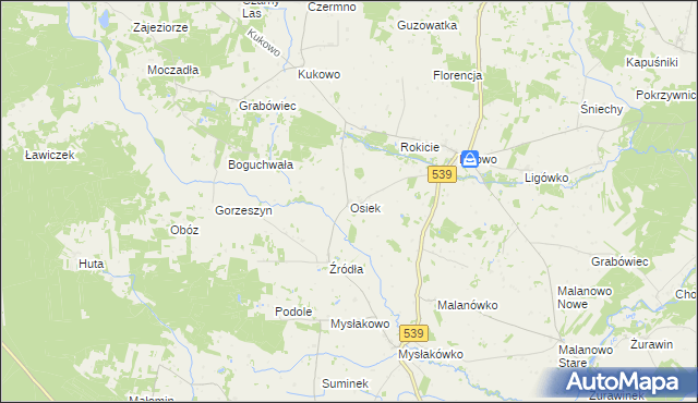 mapa Osiek gmina Mochowo, Osiek gmina Mochowo na mapie Targeo