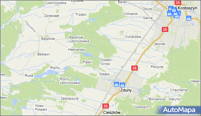 mapa Ostatni Grosz, Ostatni Grosz na mapie Targeo
