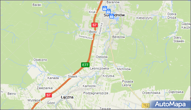 mapa Ostojów, Ostojów na mapie Targeo