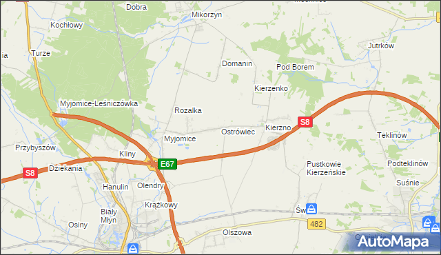 mapa Ostrówiec gmina Kępno, Ostrówiec gmina Kępno na mapie Targeo