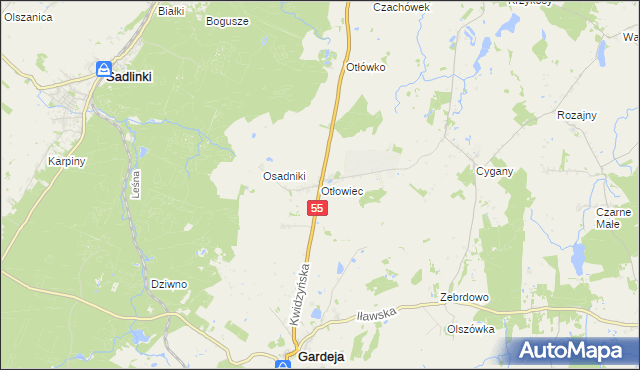 mapa Otłowiec, Otłowiec na mapie Targeo