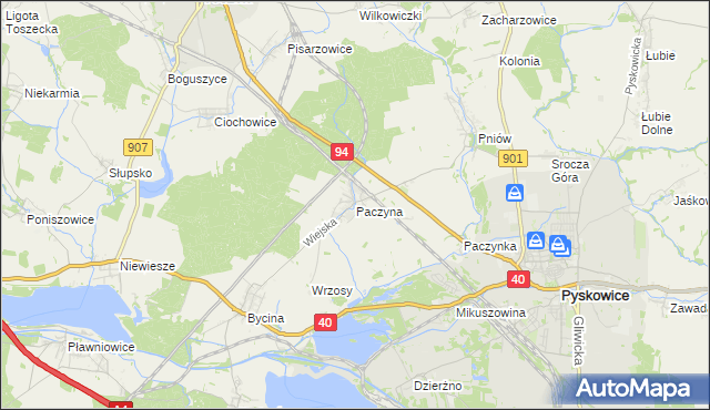 mapa Paczyna, Paczyna na mapie Targeo