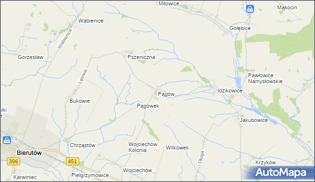 mapa Pągów gmina Wilków, Pągów gmina Wilków na mapie Targeo