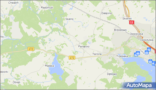 mapa Parsęcko, Parsęcko na mapie Targeo