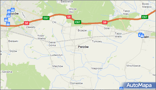 mapa Perzów, Perzów na mapie Targeo