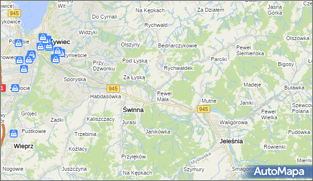 mapa Pewel Mała, Pewel Mała na mapie Targeo