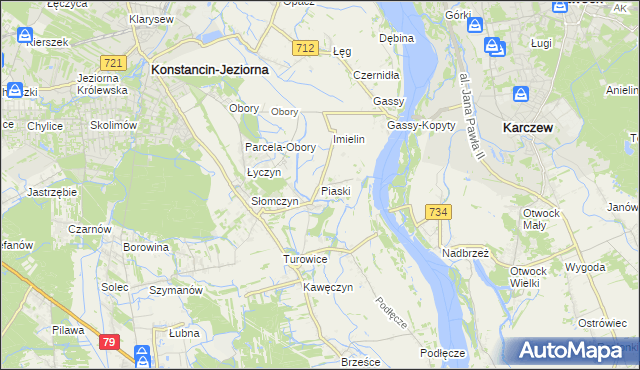 mapa Piaski gmina Konstancin-Jeziorna, Piaski gmina Konstancin-Jeziorna na mapie Targeo