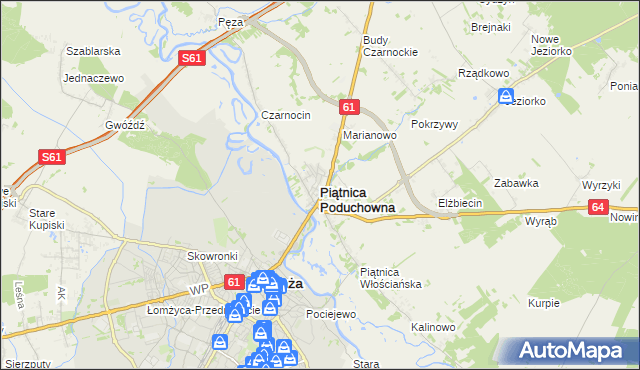 mapa Piątnica Poduchowna, Piątnica Poduchowna na mapie Targeo