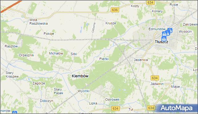 mapa Pieńki gmina Klembów, Pieńki gmina Klembów na mapie Targeo