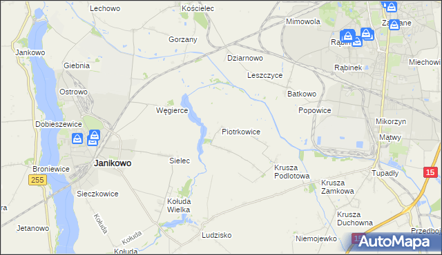 mapa Piotrkowice gmina Inowrocław, Piotrkowice gmina Inowrocław na mapie Targeo