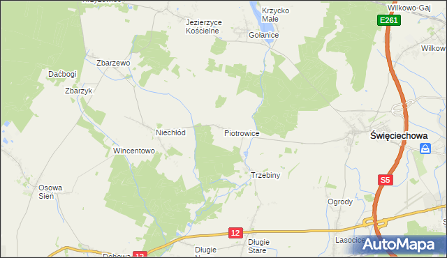 mapa Piotrowice gmina Święciechowa, Piotrowice gmina Święciechowa na mapie Targeo