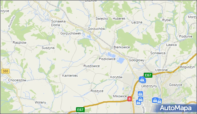 mapa Piszkowice, Piszkowice na mapie Targeo