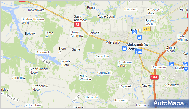 mapa Placydów, Placydów na mapie Targeo
