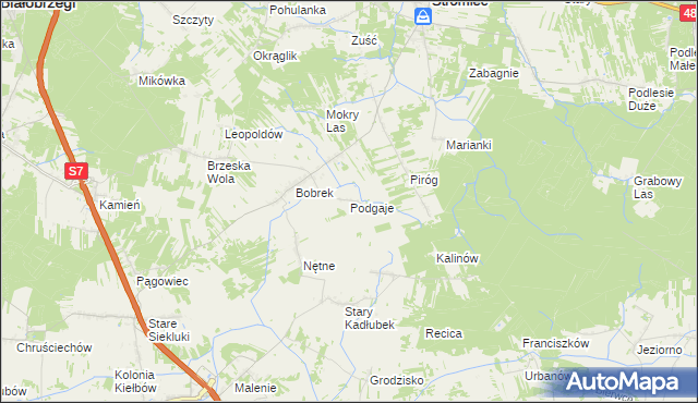 mapa Podgaje gmina Stromiec, Podgaje gmina Stromiec na mapie Targeo