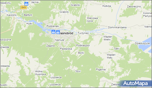 mapa Podklasztor gmina Krasnobród, Podklasztor gmina Krasnobród na mapie Targeo