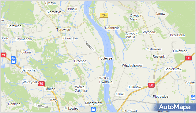 mapa Podłęcze gmina Góra Kalwaria, Podłęcze gmina Góra Kalwaria na mapie Targeo
