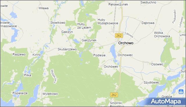 mapa Podlesie gmina Orchowo, Podlesie gmina Orchowo na mapie Targeo
