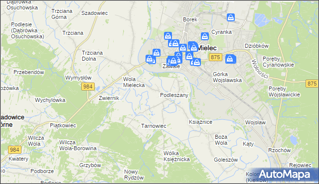 mapa Podleszany, Podleszany na mapie Targeo