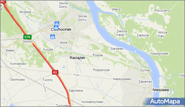 mapa Podole gmina Raciążek, Podole gmina Raciążek na mapie Targeo