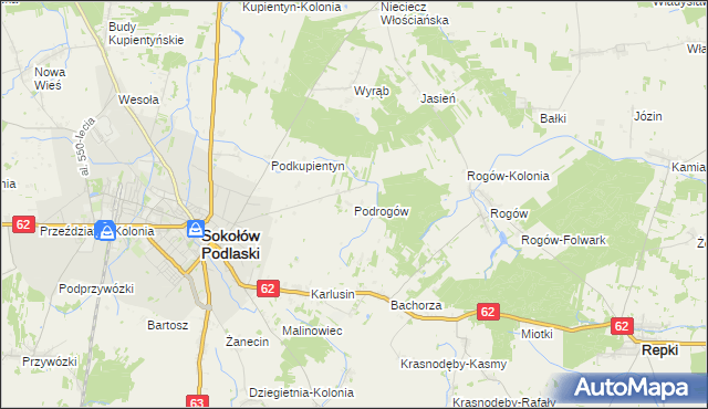 mapa Podrogów, Podrogów na mapie Targeo
