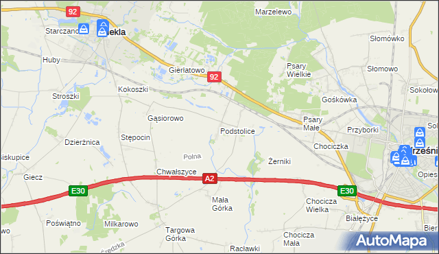 mapa Podstolice gmina Nekla, Podstolice gmina Nekla na mapie Targeo