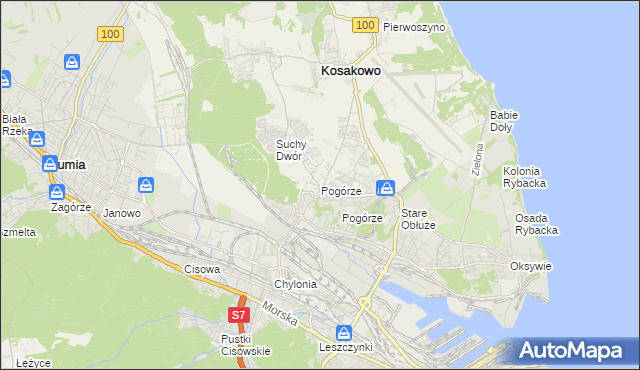 mapa Pogórze gmina Kosakowo, Pogórze gmina Kosakowo na mapie Targeo