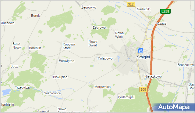 mapa Poladowo, Poladowo na mapie Targeo