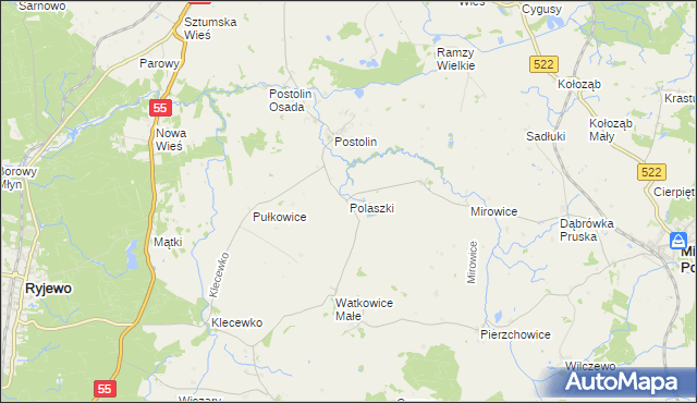 mapa Polaszki, Polaszki na mapie Targeo