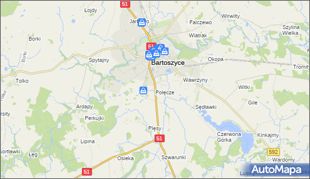 mapa Połęcze, Połęcze na mapie Targeo