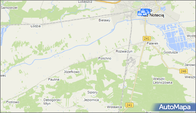 mapa Polichno gmina Nakło nad Notecią, Polichno gmina Nakło nad Notecią na mapie Targeo