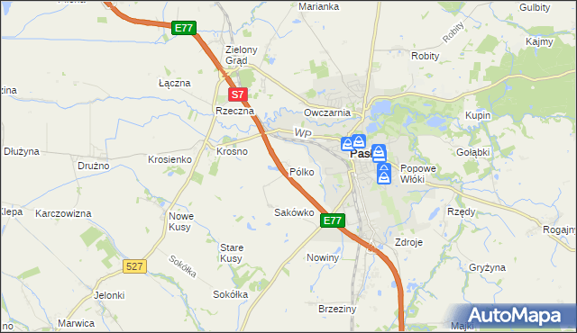 mapa Pólko gmina Pasłęk, Pólko gmina Pasłęk na mapie Targeo