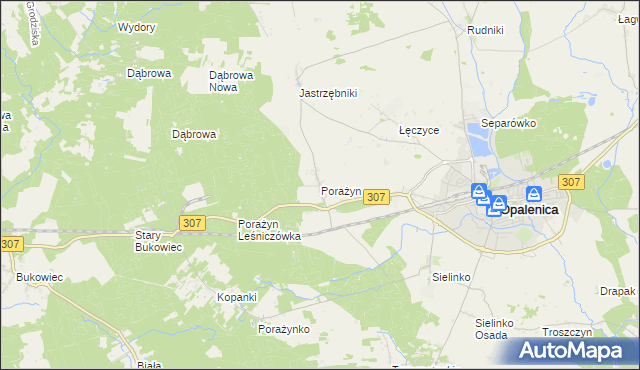 mapa Porażyn, Porażyn na mapie Targeo