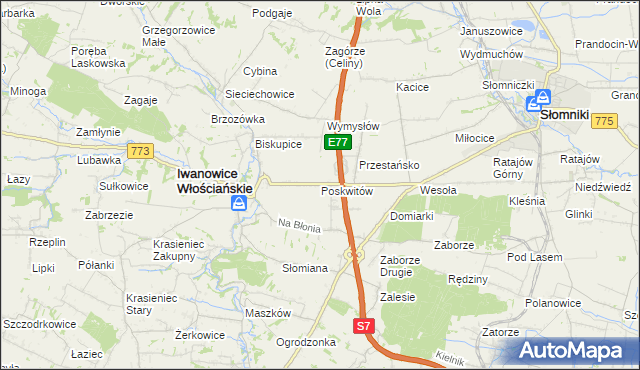 mapa Poskwitów, Poskwitów na mapie Targeo