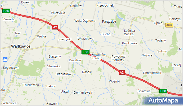 mapa Powodów Trzeci, Powodów Trzeci na mapie Targeo