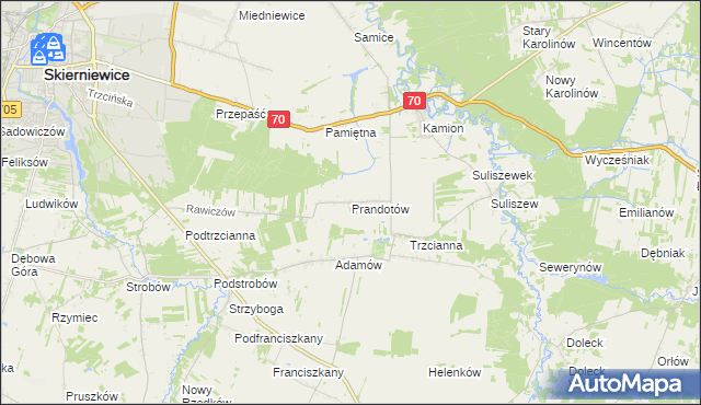 mapa Prandotów, Prandotów na mapie Targeo