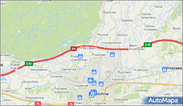 mapa Proszówki, Proszówki na mapie Targeo