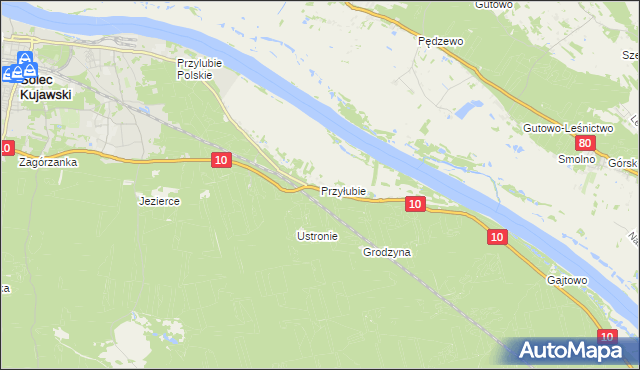 mapa Przyłubie gmina Solec Kujawski, Przyłubie gmina Solec Kujawski na mapie Targeo