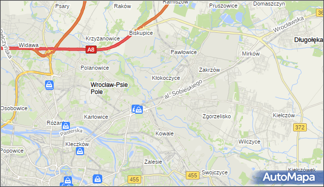 mapa Psie Pole gmina Wrocław, Psie Pole gmina Wrocław na mapie Targeo