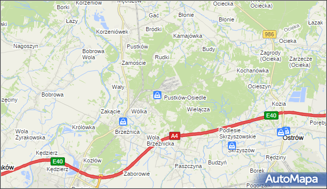 mapa Pustków-Osiedle, Pustków-Osiedle na mapie Targeo