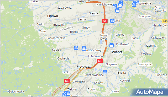 mapa Radziechowy, Radziechowy na mapie Targeo