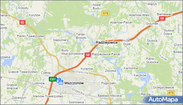 mapa Radziejowice-Parcel, Radziejowice-Parcel na mapie Targeo