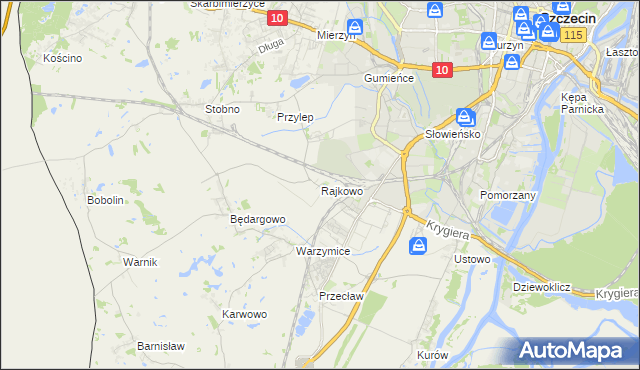 mapa Rajkowo, Rajkowo na mapie Targeo