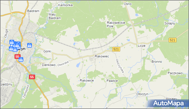 mapa Rakowiec gmina Kwidzyn, Rakowiec gmina Kwidzyn na mapie Targeo